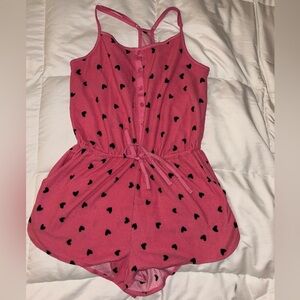 Garage Pink Romper with Black Heart Pattern Women’s Small